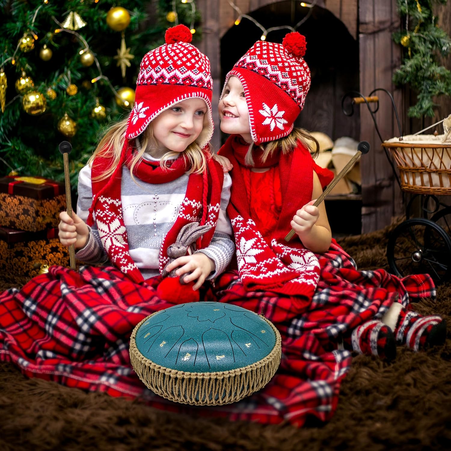 BETESINE 13-Inch 15-Note Steel Tongue Drum – C Major – Handpan Steel Drum for Meditation, Yoga & Relaxation – Includes Mallets, Music Book & Carry Bag (Malachite Green)