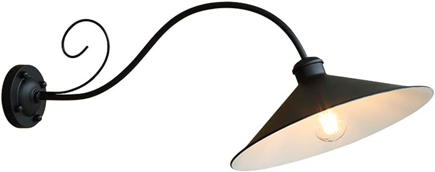 Wall Sconces , Modern and Simple Black Outdoor gooseneck Wall Light Waterproof Pot Cover Shape lampshade Wall Lamp Exquisite Spiral Bending Design Wall Lantern for Courtyard Front Door Garden Sconce L
