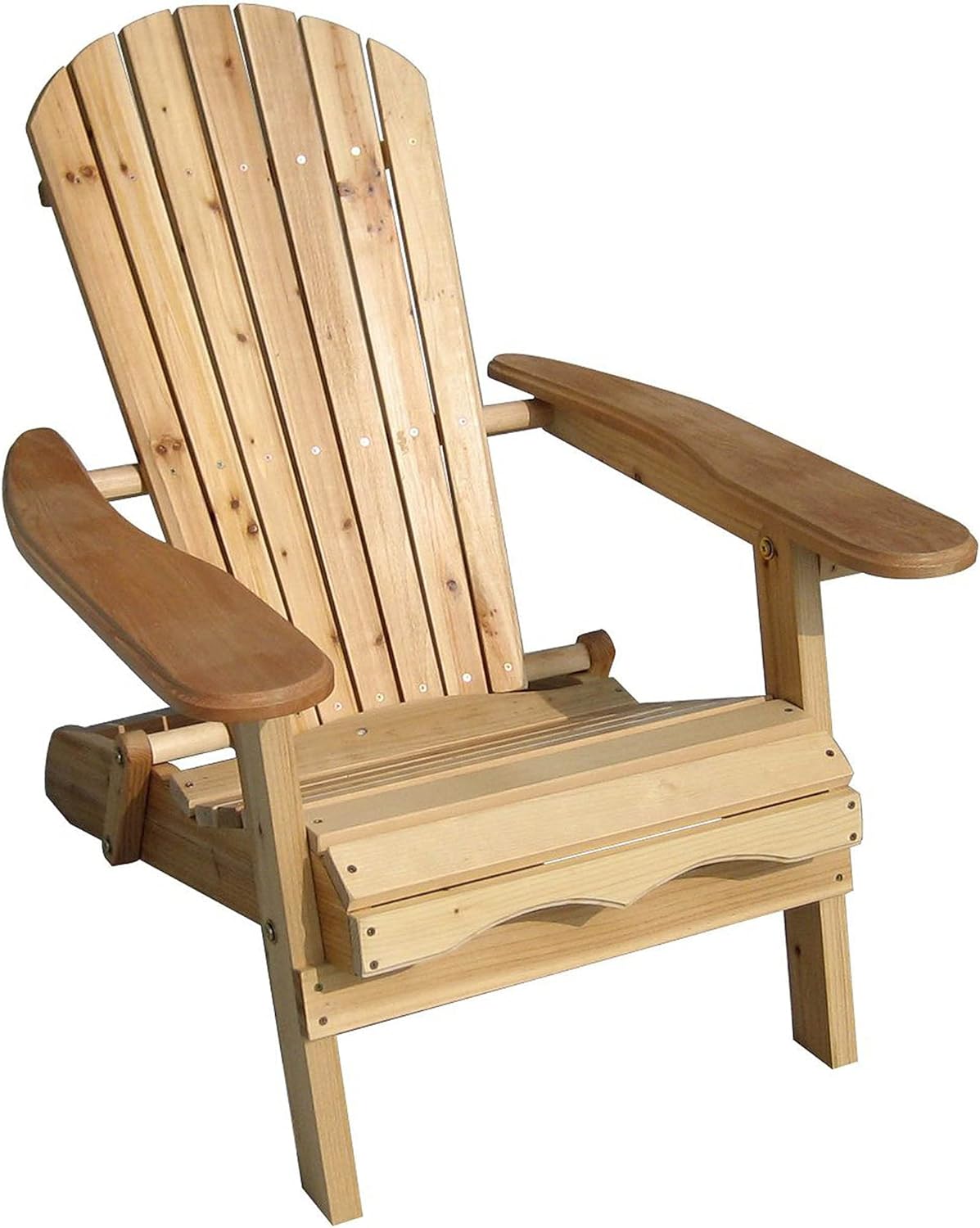 Foldable Wooden Adirondack Chair, Outdoor, Garden, Lawn, Deck Chair, Natural, MPG-ACE010KIT
