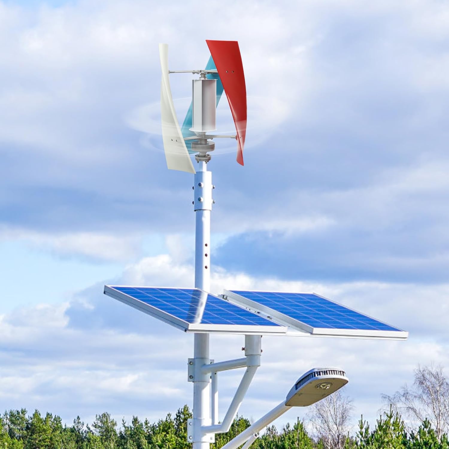 500W Vertical Wind Turbine, Generate Electricity Generator Kit, Winds Alternators with Auxiliary Wind Wheel, for Boats, Gazebos, Cabins, Mobile Homes