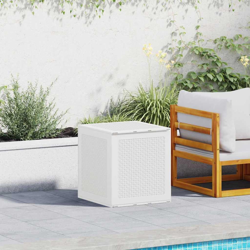 White Polypropylene Garden Storage Box, 55 x 53 x 57 cm, Durable Outdoor Deck Patio Solution for Cushions, Tools & Toys