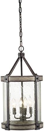 Kichler Barrington Rustic Anvil Iron with Seeded Glass Cylinder Pendant Light