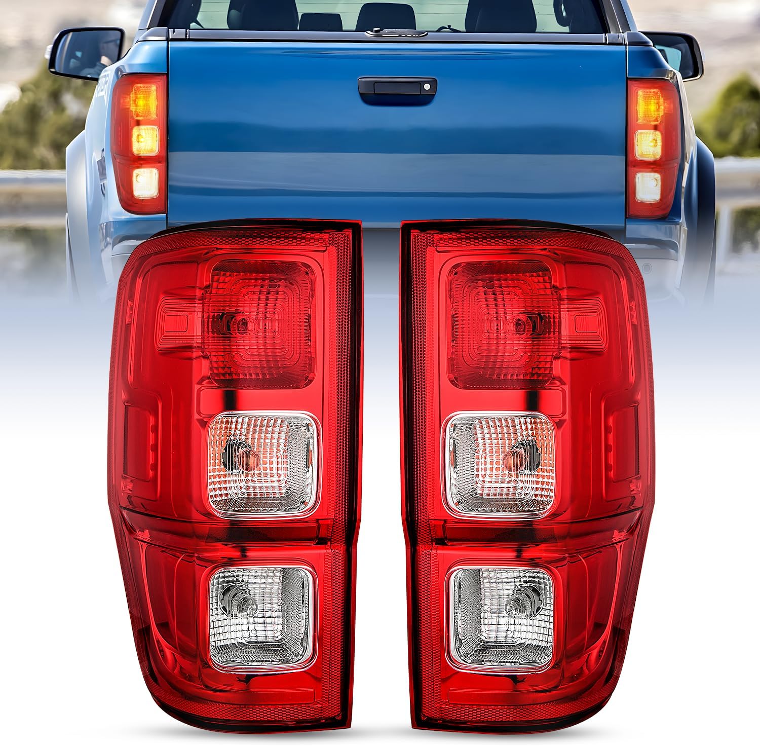Nilight Tail Light Assembly Compatible with 2019 2020 2021 2022 2023 Ford Ranger XL w/o Blind Spot Halogen Type Rear Taillight Lamp Replacement OE Style Driver and Passenger Side