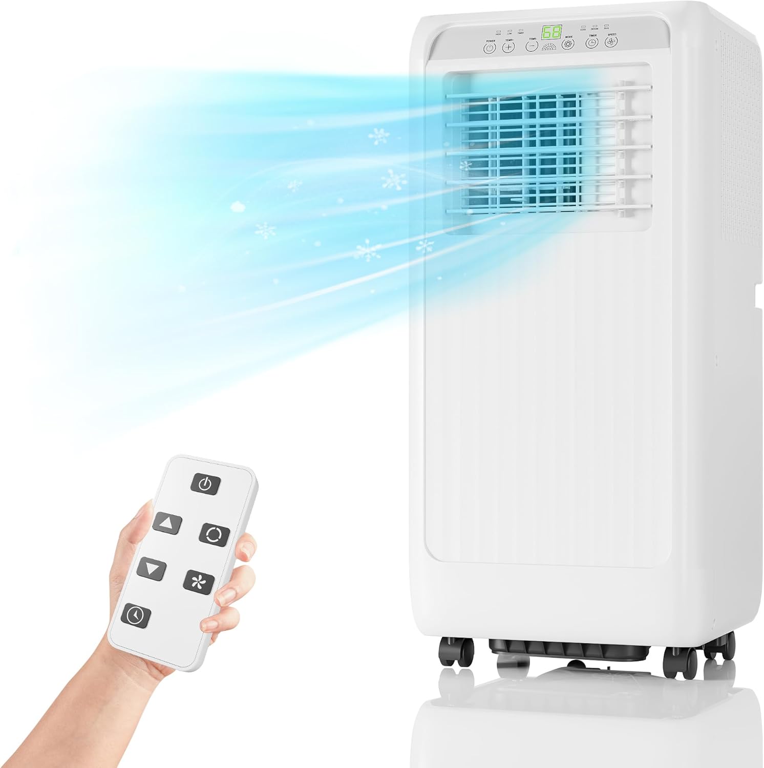 8000 Btu Portable Air Conditioners, 3-in-1 Portable AC, Dehumidifier, and Fan Mode, AC Unit with 24H Timer & Remote Control, White