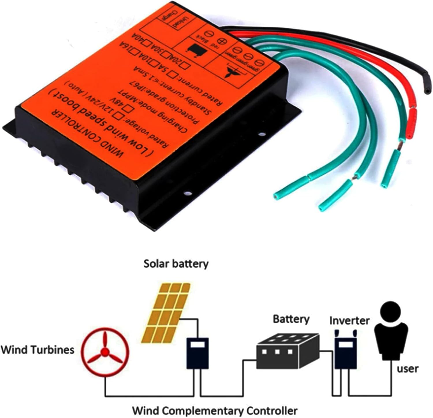 48v,HYZHANHONG 8000W MPPT Waterproof Wind Turbine Charge Controller, 10A-30A 12V 24V Auto 48V Output Wind Turbine Charge Controller for Wind Turbine Generator