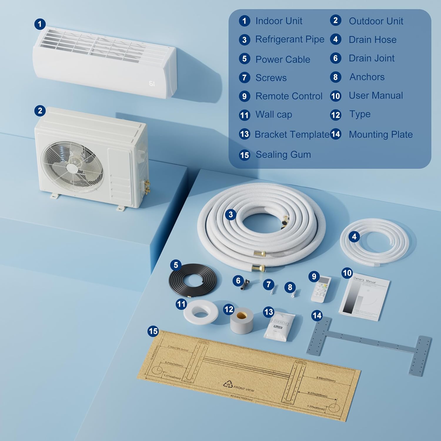 12000 BTU Mini Split AC/Heating System,19 SEER2 208/230V Energy Efficient Ductless Inverter System,Cools Up to 750 Sq.Ft with Pre-Charged Condenser,Heat Pump & Installation Kits