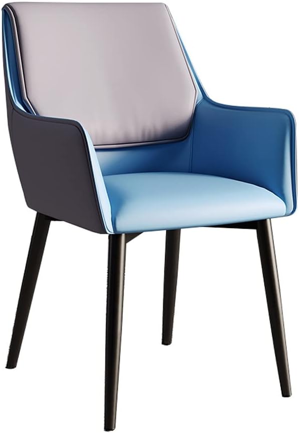 Kitchen Dining Room Furniture Chairs Modern PU Leather Dining Chairs with Armrests and High Back Padded Soft Seat for Office Lounge Dining Kitchen Bedroom (Color : Gray+Blue)