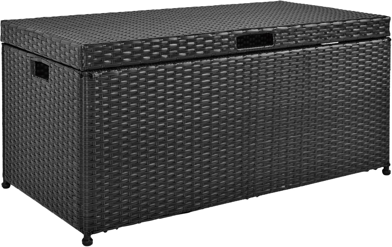 Jeco Wicker Patio Storage Deck Box in Black