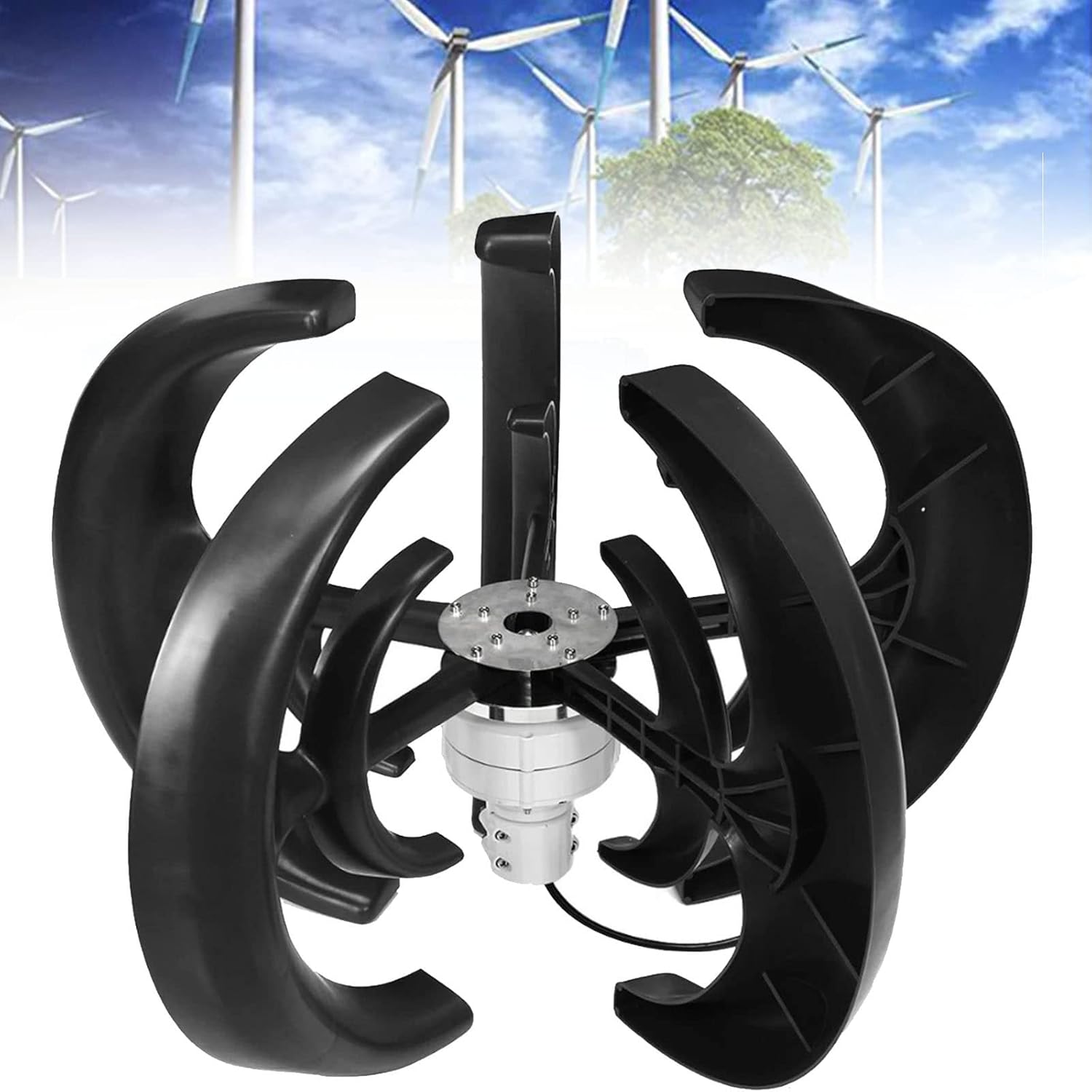 Wind Turbine Generator Kit,12V 24V 48V 500W Wind Generator with Controller 5 Blades Minitype Lantern Wind Turbine Generator Kit Clear Energy Windmill for Home Highways Boats,Black-12V