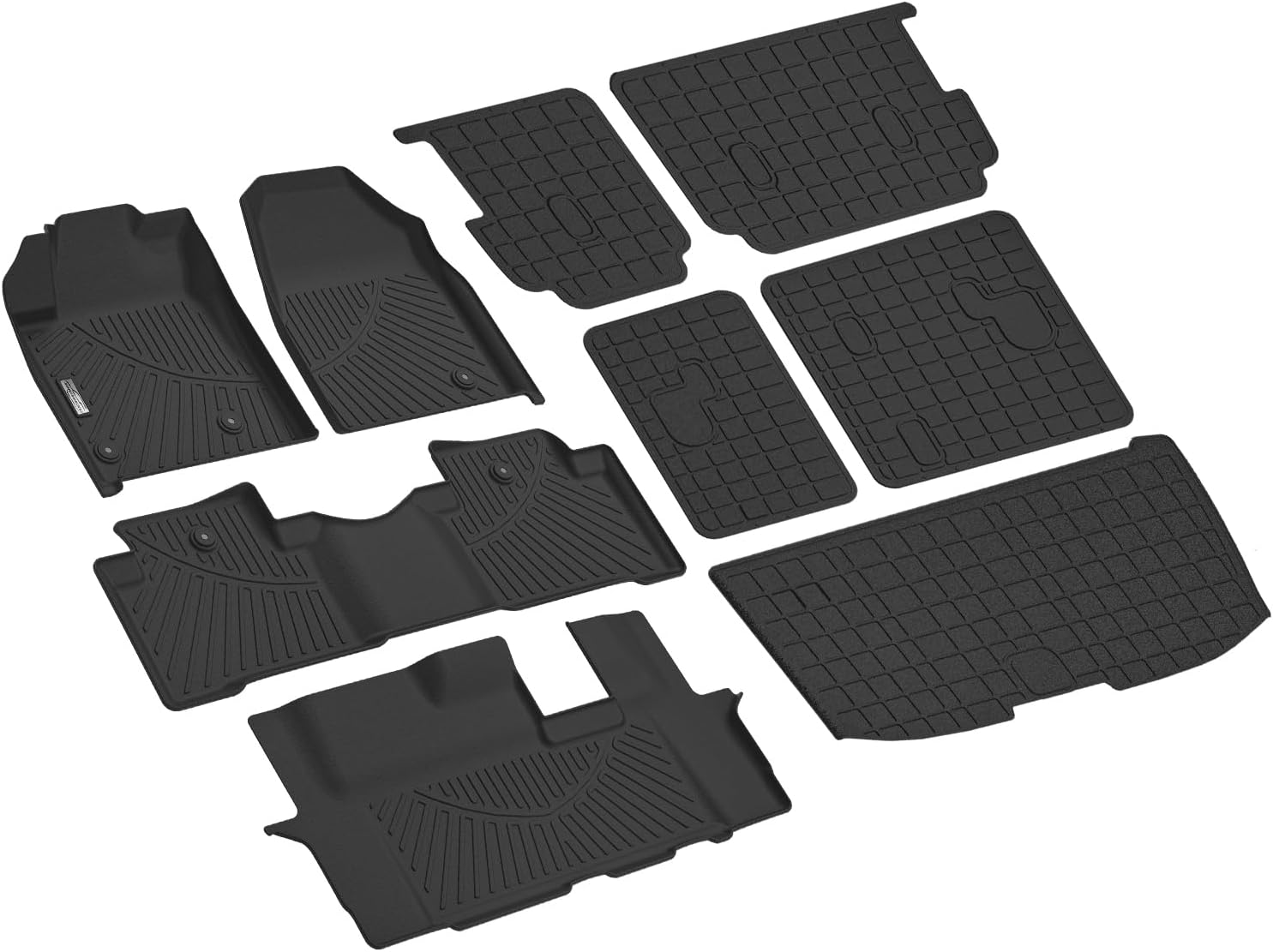 Floor Mats & Cargo Liner for Honda Pilot 2009 2010 2011 2012 2013 2014 2015,TPE All Weather Rubber Car Mats Accessories(Trunk Mat+Backrest Mat+Floor Mat)