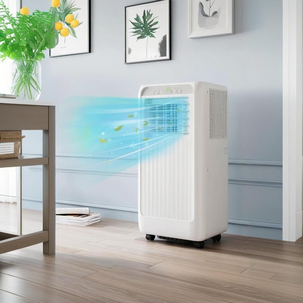 8,000 BTU Portable Air Conditioner, 3-In-1 AC Unit with Built-In Dehumidifier, Compact Standing Air Conditioner for Room Up to 550 Sq. Ft. with Remote and Window Kit, White
