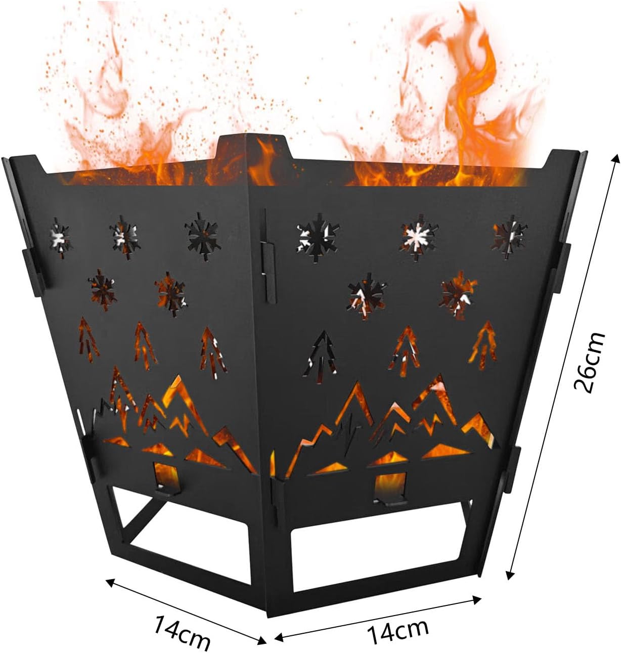 Pit for Camping-37.8 Inch Firepit for Patio Outside,Wood Burning Outdoor Indoor BBQ Picnic,Foldable Iron Pits for Backpacking Outdoor Detachable Flame Pit Stove