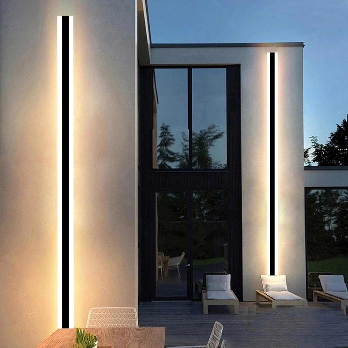 Waterproof Outdoor Wall Light, LED Dimmable with Remote Control 3000K-6000K, Long Outdoor Porch Light, Wired Lighting Fixture, Patio Exterior Wall Light (1 Piece, 12 inches/dimmable)