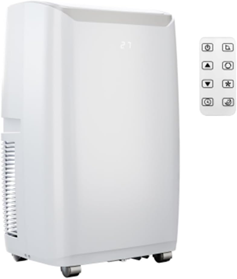 14,000 BTU Portable Air Conditioner with Built-In Dehumidifier - Portable AC Unit for Rooms Up to 750 Sq Ft - Remote Control, Window Mount Exhaust Kit, Easy to Move, White