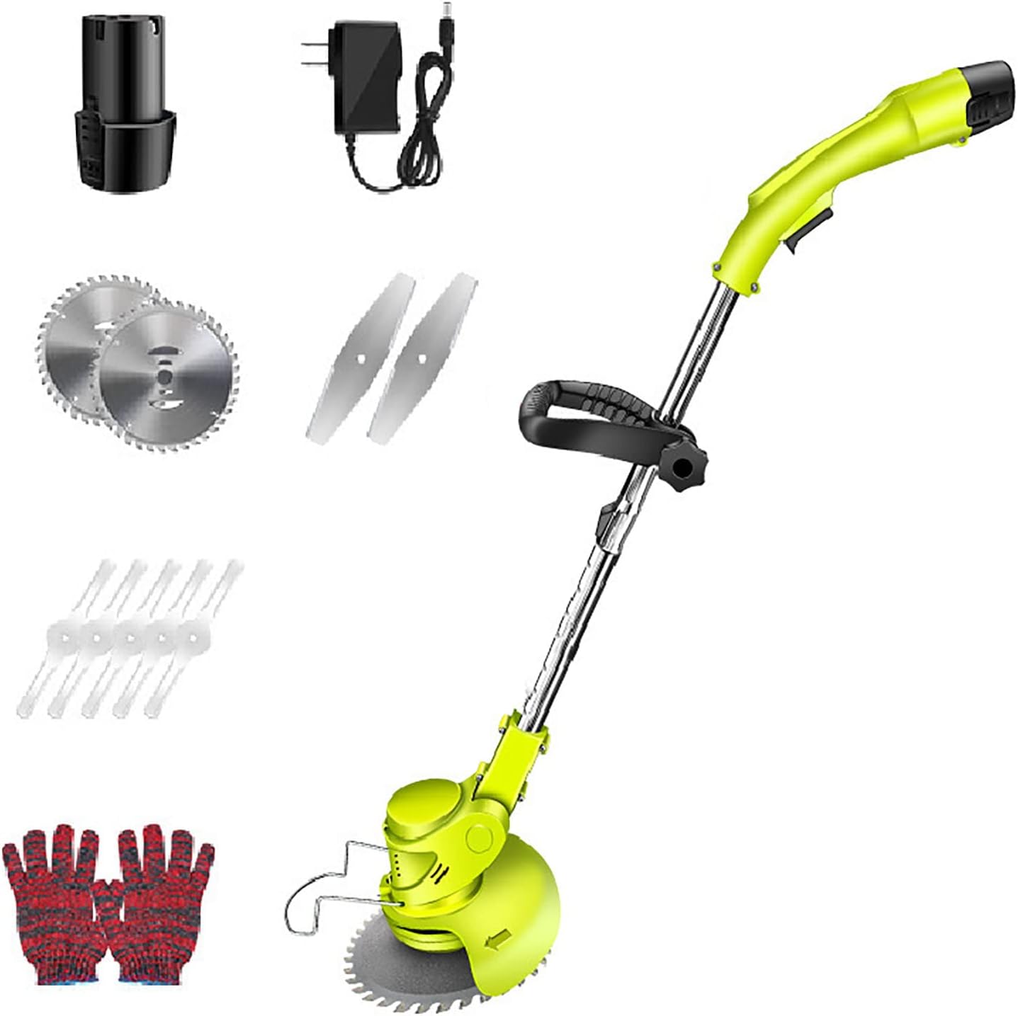 Cordless Grass Strimmer Cordless Lawn Mower, Adjustable Length Rotary Head Lawn Mower Electric 24V Walk-Behind Weeder with 3 Cutting Capabilities Trimmer for Garden Lawn