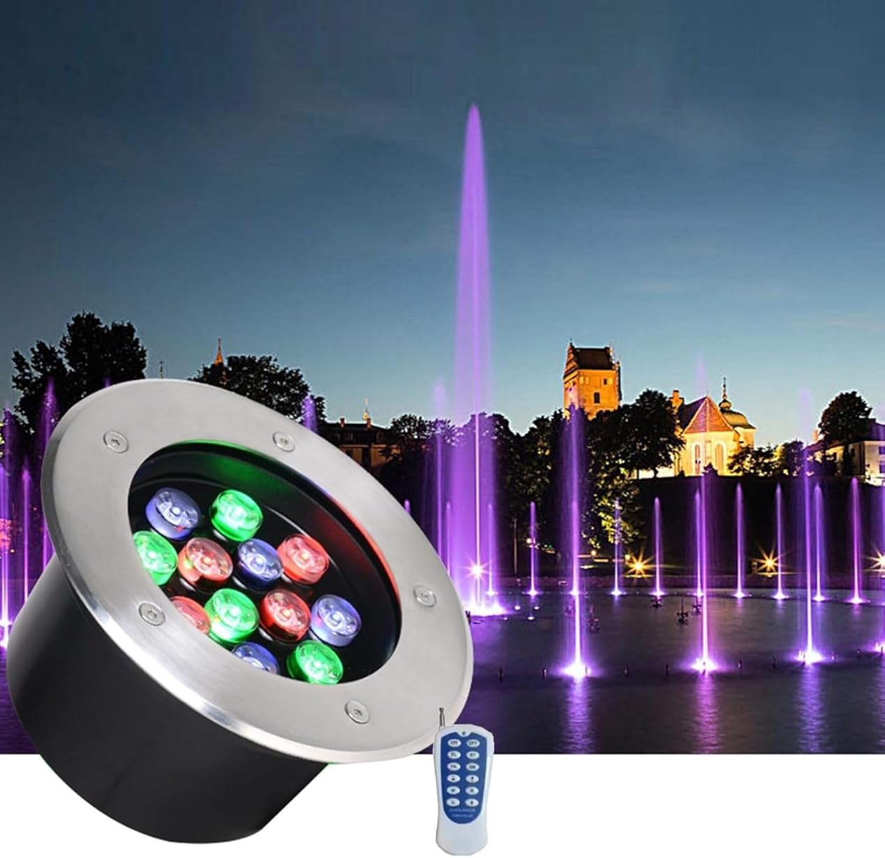 Submersible LED Fountain Light - LED Underwater Pond Lights, IP68 Waterproof Recessed LED Swimming Pool Light, AC85-245V Low Pressure Outdoor Spotlights, for Fountain Pool Garden Square Park(18W)