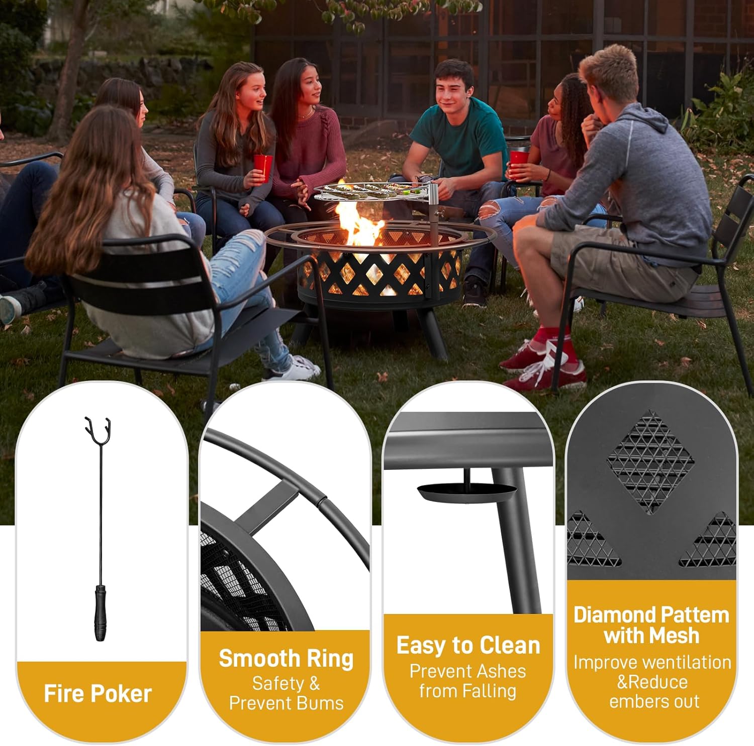Fire Pit for Outside, Patio Backyard Firepit , 30