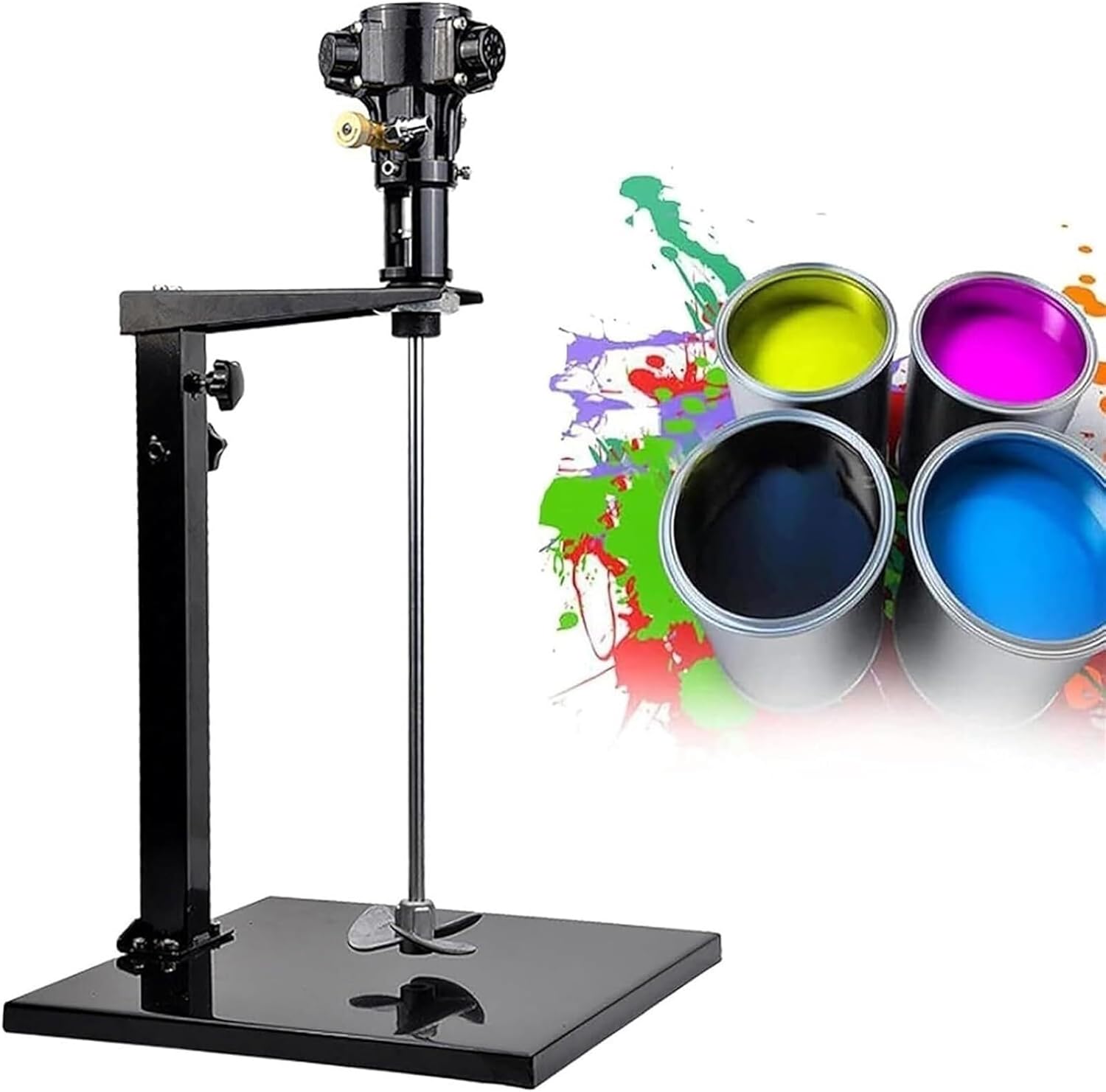 5 Gallon Pneumatic Paint Mixer Machine, 1/8 Horsepower Air Agitator with Stand, Height Adjustable About 40cm, Stainless Steel Mixing Blade, for Viscous Liquid Ink Dye