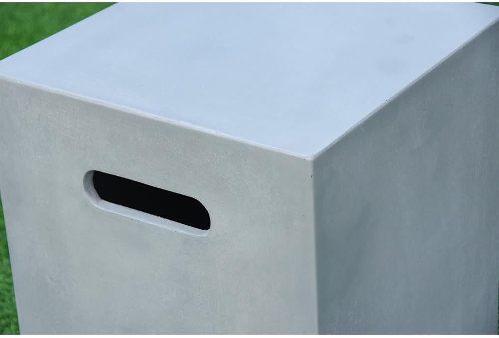 Elementi Light Grey Propane Tank Cover Fire Pit Accessories Square 20 Inches Concrete Outdoor Side Table Fits Standard 20 Pound Propane Tank Hideaway Table