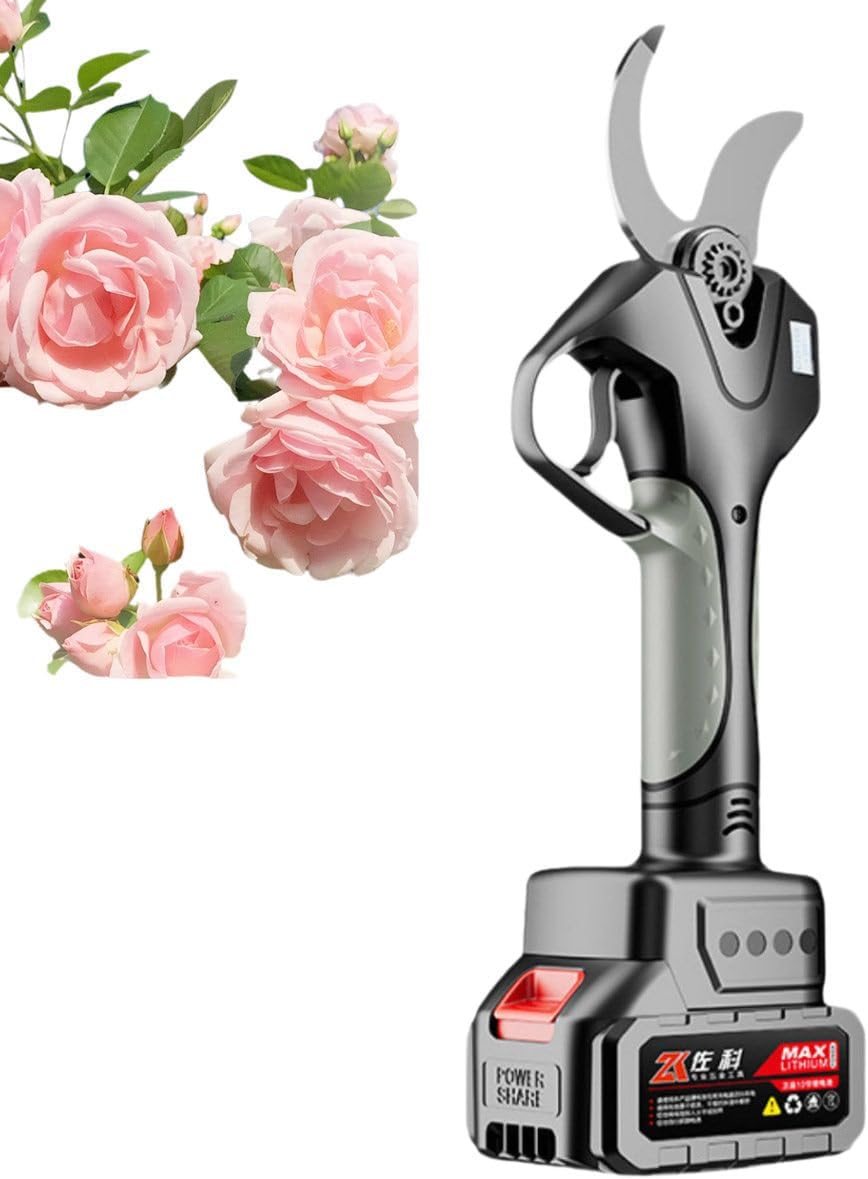 Electric Pruning Shears for Trees, Electric Pruners for Gardening, Electric Garden Shears, Non-Slip Silicone, Large Capacity Battery,for Tree Trimming 银色开口6.0厘米+电池