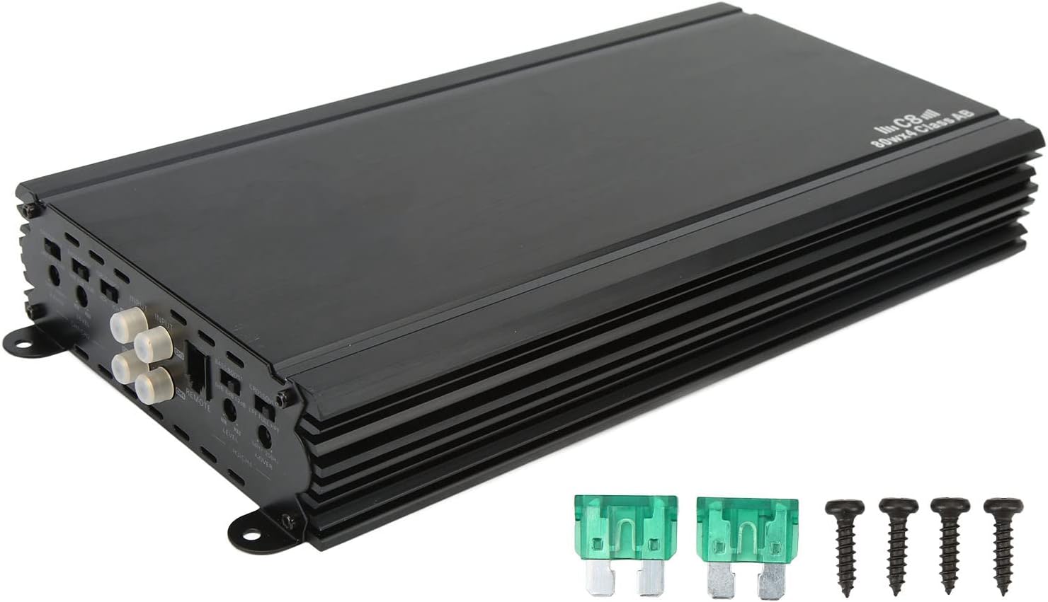 Car Amplifier, 4 Channel Car Audio Amp Class AB 80W 4 Ohm 12V, Stereo Power Amplifier Module for Vehicle Sound System, Subwoofer Amp for Car Van SUV Truck Boat Audio