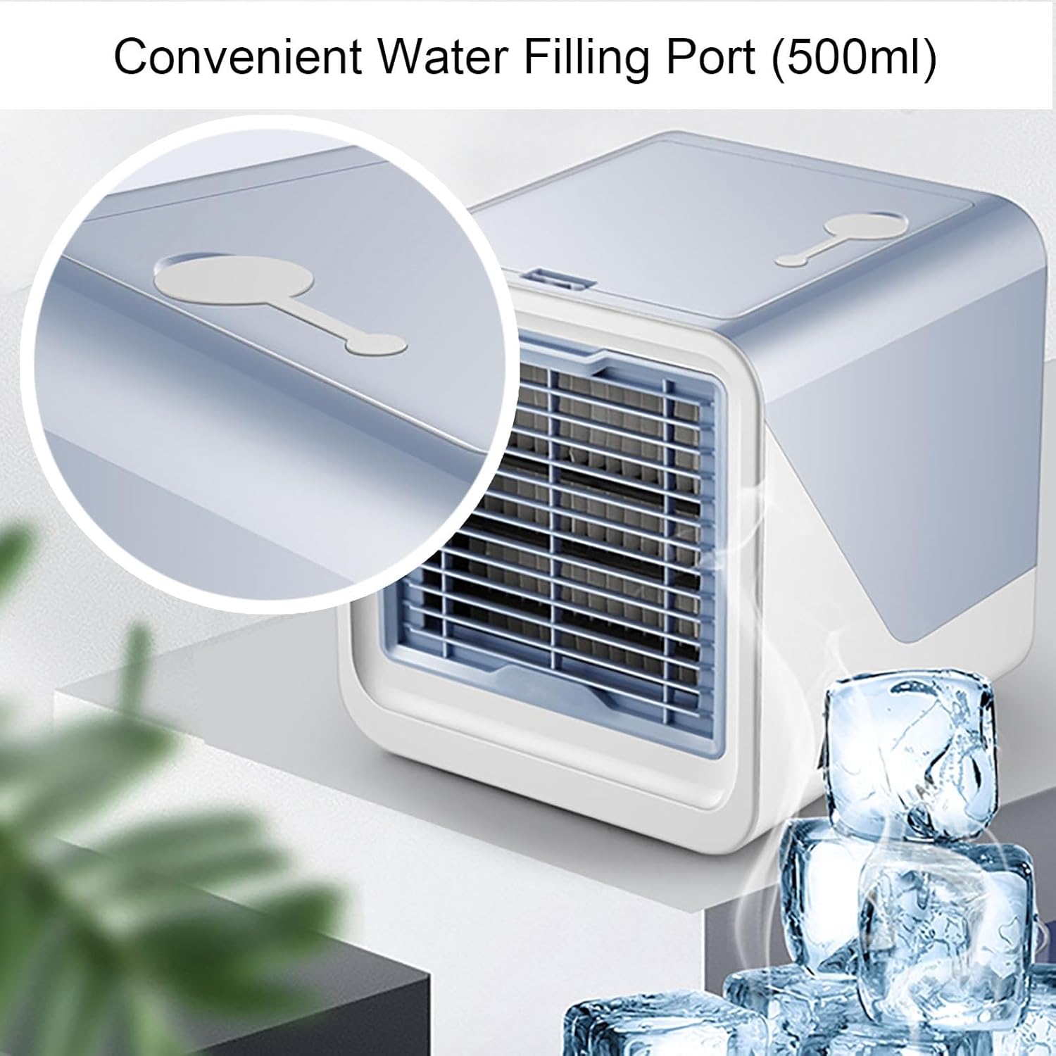 3-Speed Cool Fan, Brushless Motor Cold Fans with Dustproof Air Outlet, Cooling Fan for Bedroom, 500ml Water Tank(Pink)