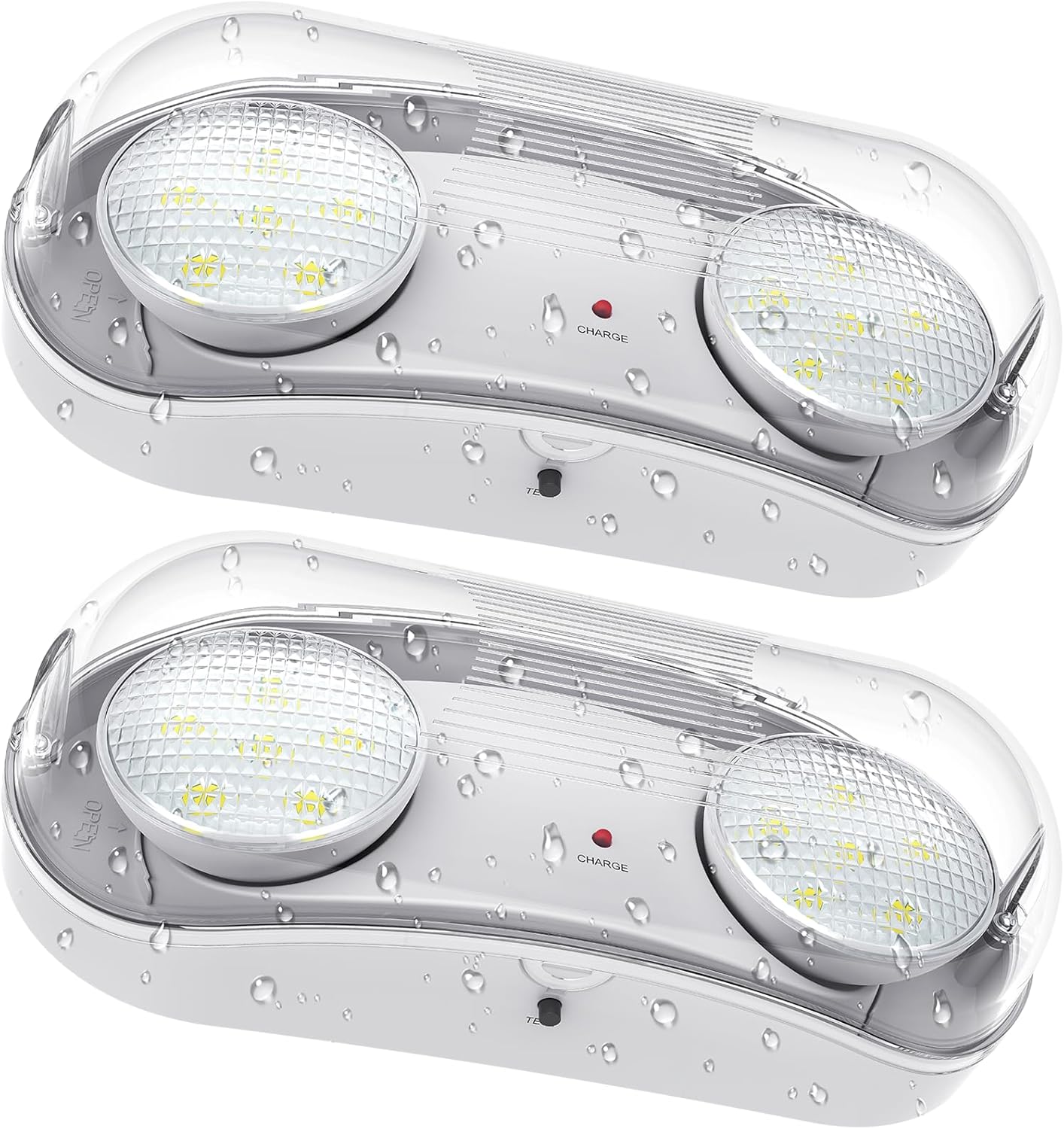 Outdoor Emergency Light with Battery Backup, Exterior Emergency Exit Lights Hardwired, Wet Location LED Egress Lights, Waterproof Commercial Emergency Lighting Fixture, 120-347V, UL Listed(2 Pack)