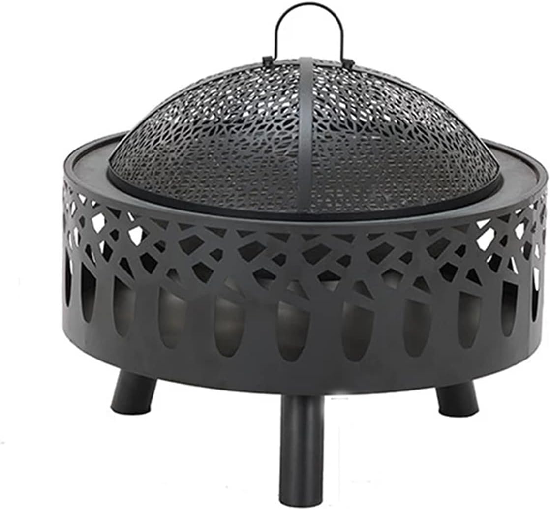 Fire Pit for Garden, Large Fire Pit Brazier with BBQ Grill and Mesh Spark Guard Steel Fire Bowl, for Garden, Patio Outdoor Use
