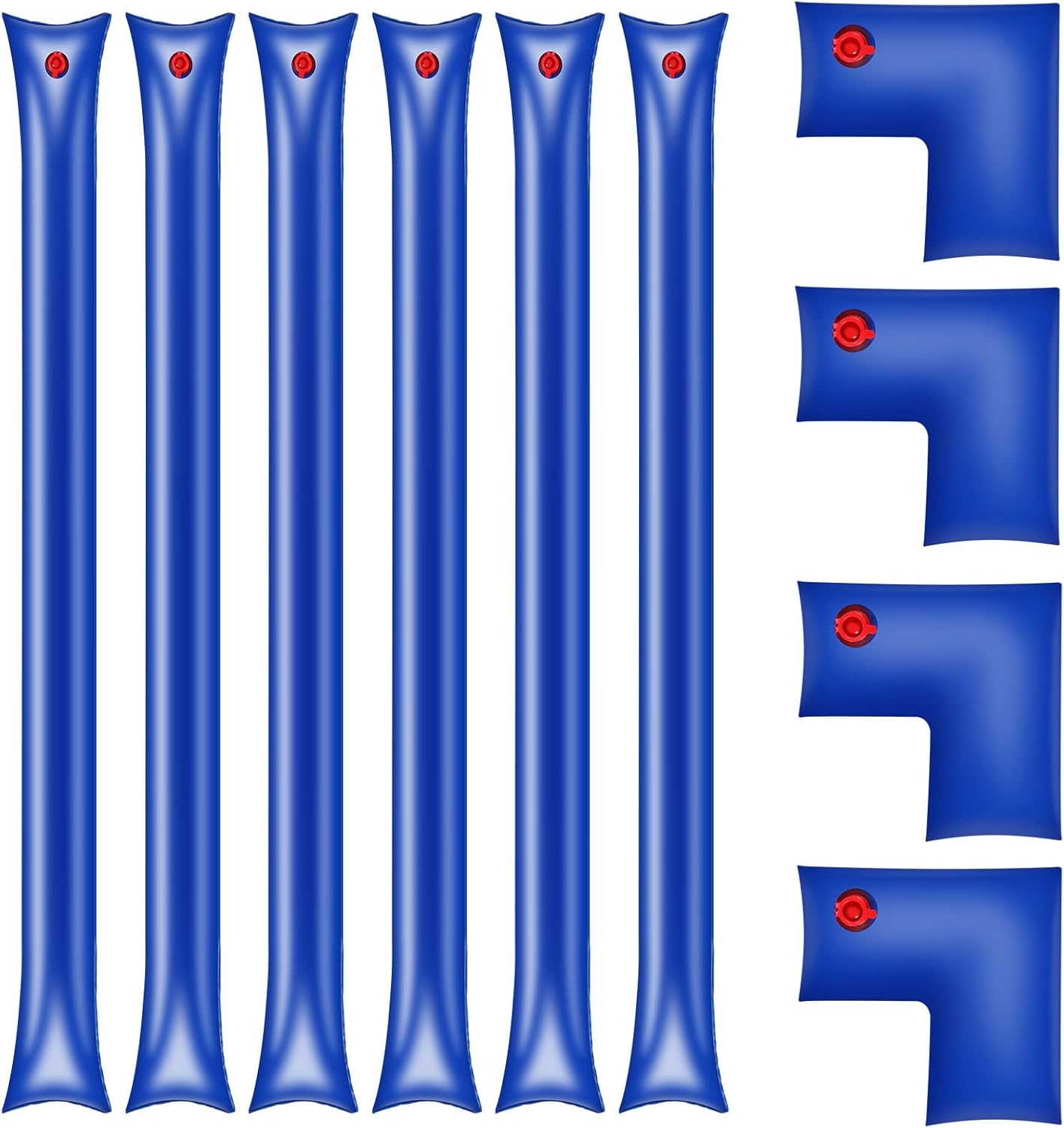 10 Pack Pool Cover Water Tubes with Corner Weights, 10 ft Thickened Water Bags Heavy Duty Leakproof PVC 0.4 mm Tarp Weights for Closing Winter Inground Swimming Pool Winterizing, Blue