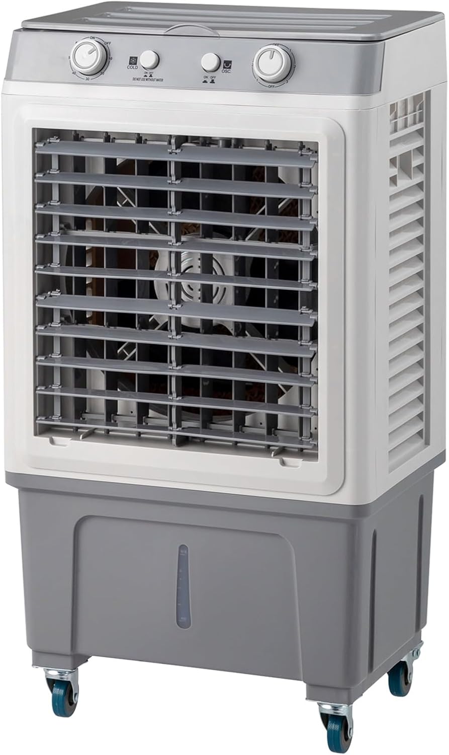 Portable Evaporative Air Cooler with 7.9 Gal Water Tank & 4 Ice Box, 2353CFM Swamp Coolers with Timer,3 Speeds, 90° Oscillation, 3 in 1 Portable Air Conditioner for Outdoor Kitchen Bedroom Office