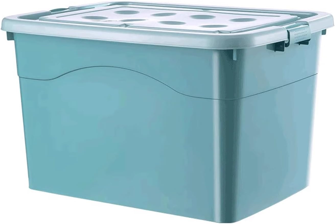 Outdoor Storage box Multi Size Colorful Plastic Stackable Airtight Storage Boxes with Wheels Suitable for Home Garage and Camping use for Storing Clothing Tools etc(Teal,37cm/15in)