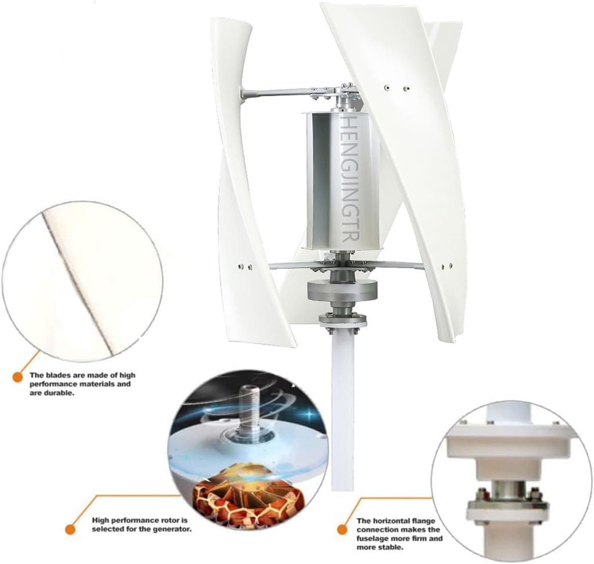 6000W Vertical Wind Turbine Spiral Kit,3 Blades 12V 24V 48V with Charge Controller Permanent Magnet AC Wind Turbine Generator for Courtyards and Streets