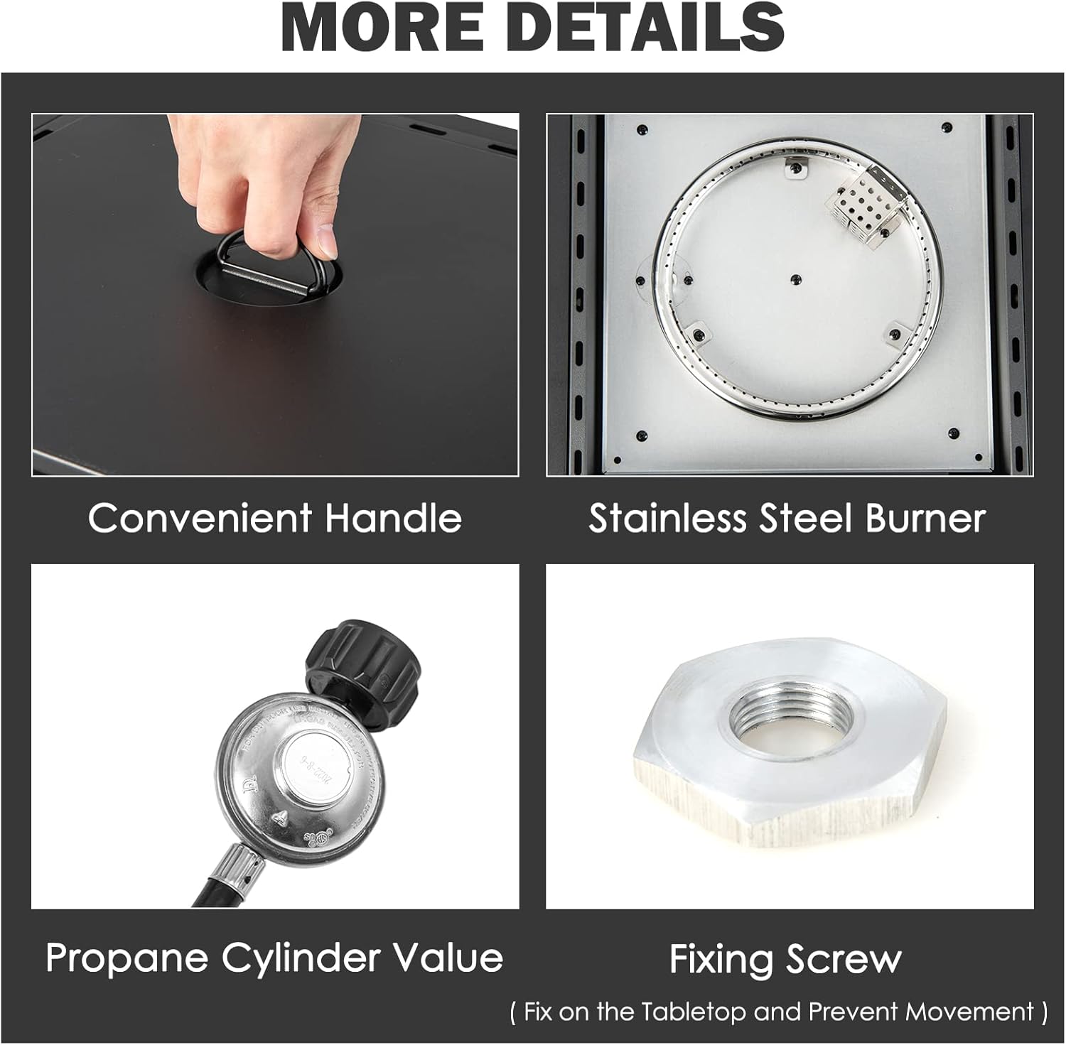 Tangkula Portable Tabletop Propane Fire Pit, Patiojoy 40,000 BTU Table Top Fireplace with Simple Ignition System, Adjustable Flame, Square Propane Firepit Bowl for Outdoors, Fit 2