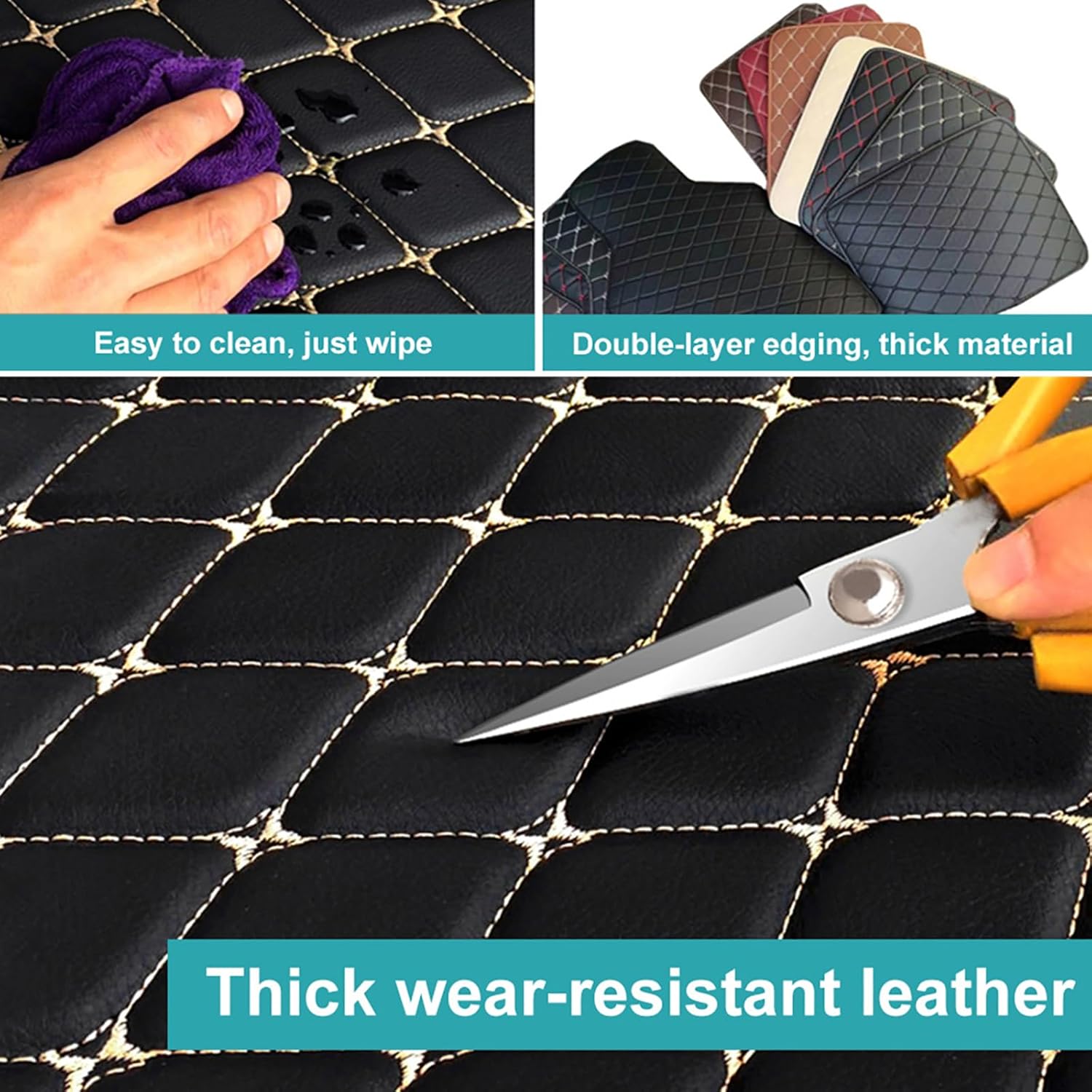 4 Pcs Leather Car Floor Mats for Audi S3 3rd Generation 2013-2020, Custom Front Rear Row Foot Pads Liners Waterproof Anti-Slip Carpet Protection Interior Accessories,A/Beige