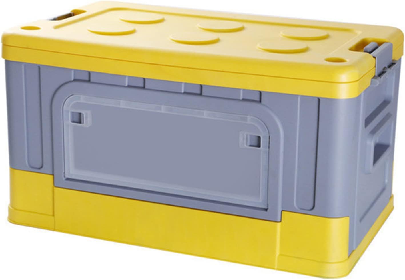 Deck Boxes Outdoor Waterproof | 20L Folding PP Stackable Utility Crates,PP Storage Crates with Lid for Car Home Grocery Toys Books (Yellow)