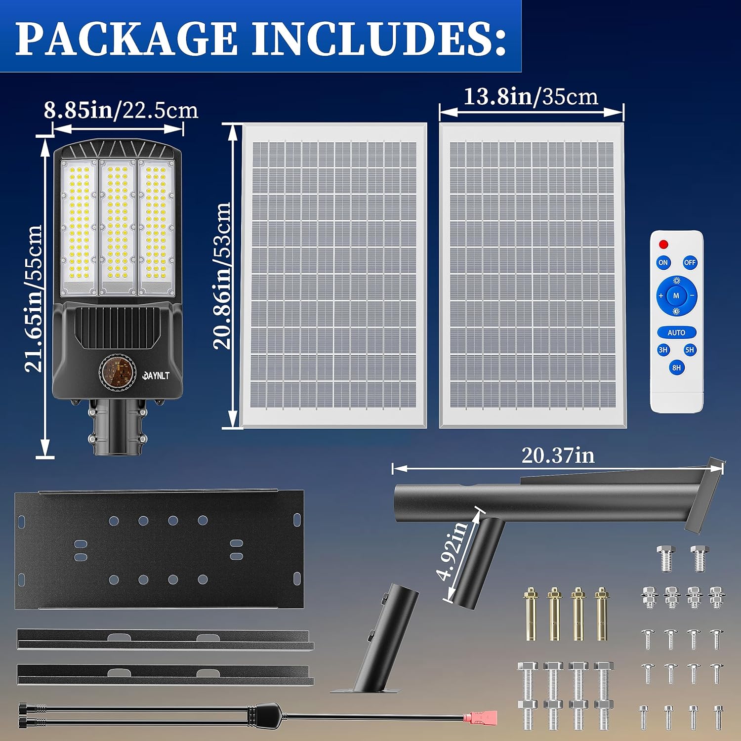 JAYNLT Y-9800W Solar Street Lights Outdoor, 750000LM 6500K High Powered Commercial Parking Lot Lights Dusk to Dawn, Waterproof Solar Security Flood Lamps with Remote for Driveways, Basketball Courts