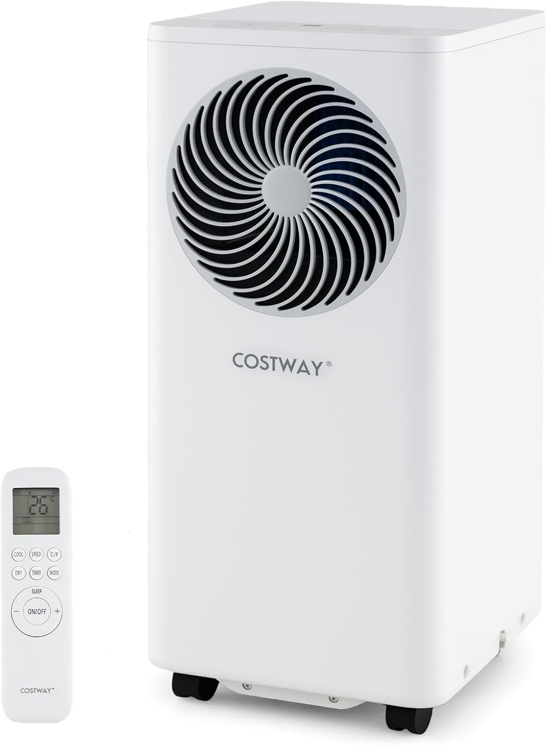 COSTWAY 8200 BTU Portable Air Conditioner, 3-in-1 Floor AC Unit with Fan & Dehumidifier, 24H Timer, Sleep Mode, Remote Control, Drain Hose & Window Installation Kit, Cools up to 350 Sq. Ft (8200 BTU)