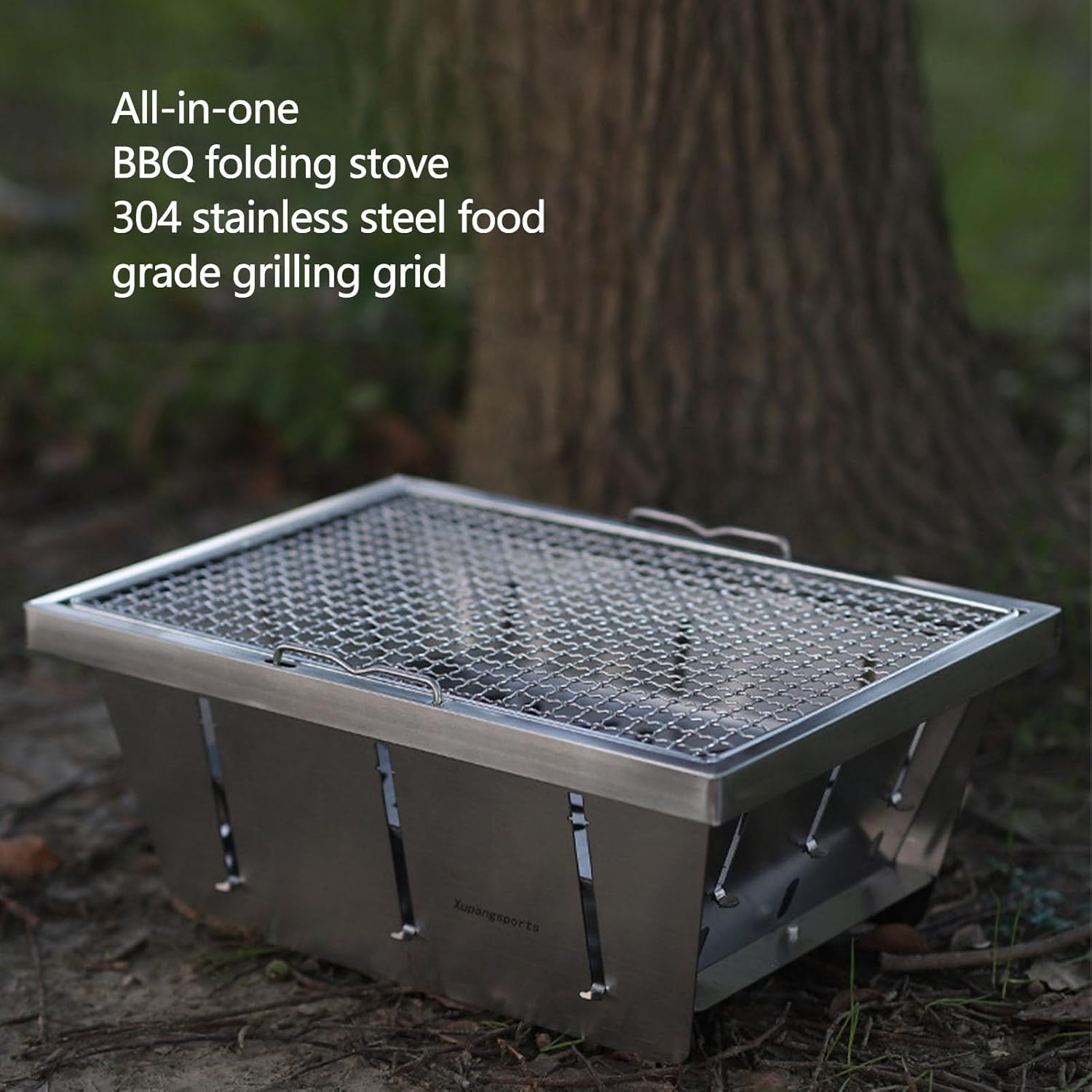 Outdoor fire pit, Folding Tabletop Stove, Portable Camping Grills with Storage Bag, 304 Stainless Steel Outdoor Camping Grill, Portable All-in-One Woodstove, for Camping Bonfire Picnic Outdoor Heating