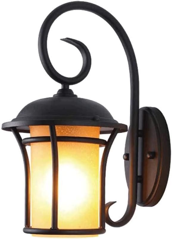 Outdoor IP65 Waterproof Courtyard Wall Lamp, Retro Style Metal Wall Light, Creative Frosted Glass Lampshade, E27 Single-Head Wall Sconces, Wall-Mounted Lighting Fixtures