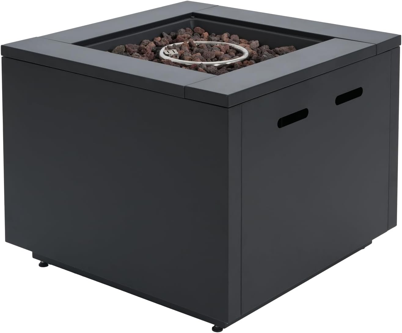 30inch Square Steel Fire Pit Table Iron Black 40000BTU Heat Output Patio Deck Outdoor Sitting Area Cozy Atmosphere