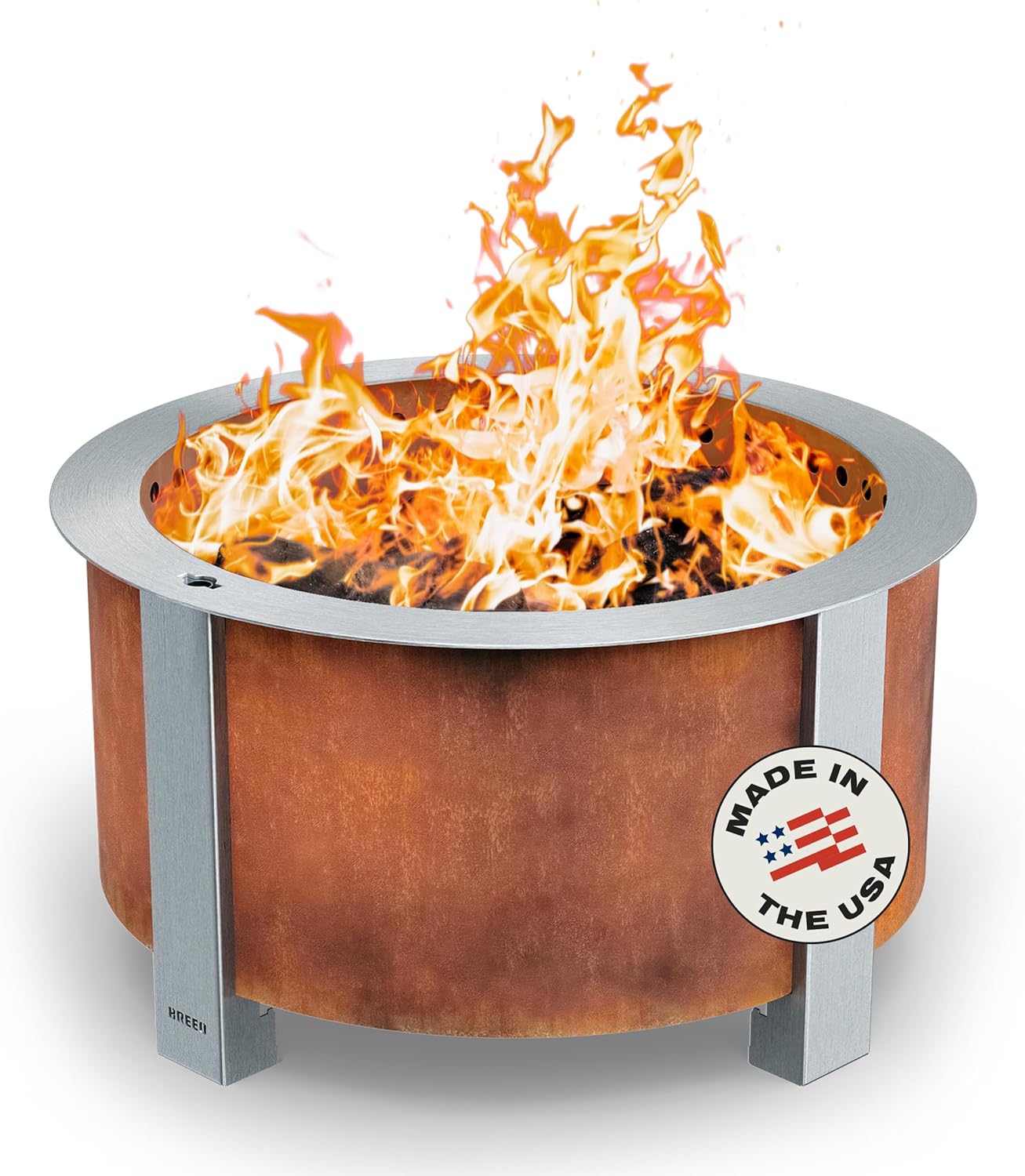 Breeo Smokeless Fire Pit (X Series 24, Corten Steel) | 27.5 inch Smokeless Firepit for Outside | 62 Pounds | Ideal for Families, Gifts for Dad | Compatible with Wide Range of Breeo Accessories