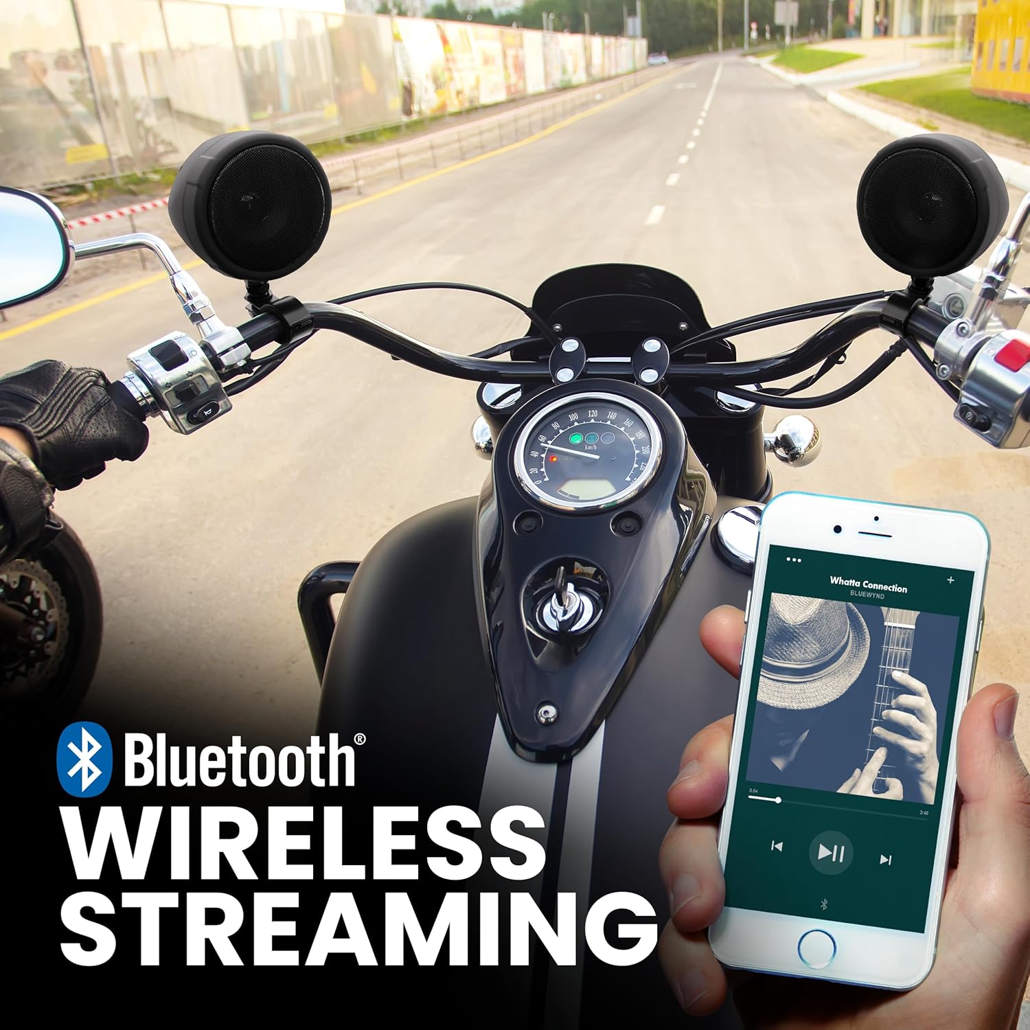 BOSS Audio Systems MCBK520B Motorcycle 3 Inch Stereo Speakers and Amplifier Audio Sound System - Bluetooth 2 Channel Amplifier, Weatherproof, FM Tuner, USB, SD, Auxiliary In, ATV UTV Compatible