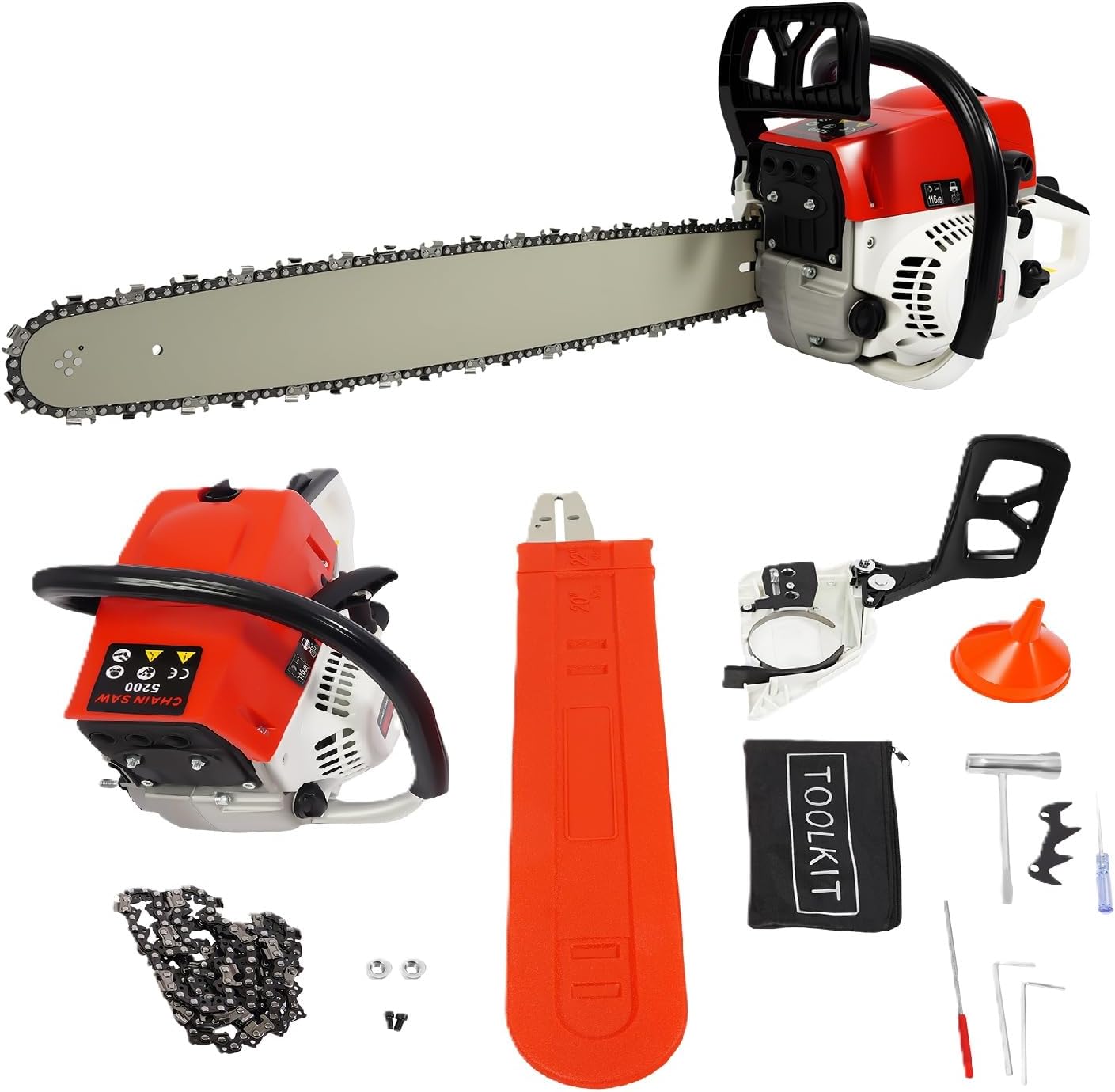 52CC Gasoline Chainsaw, 22 Inch Portable Gas-powered Chainsaws 2-Stroke Handheld Cordless Petrol Chain Saw Set for Trees Wood Farm Garden Ranch Forest Cutting