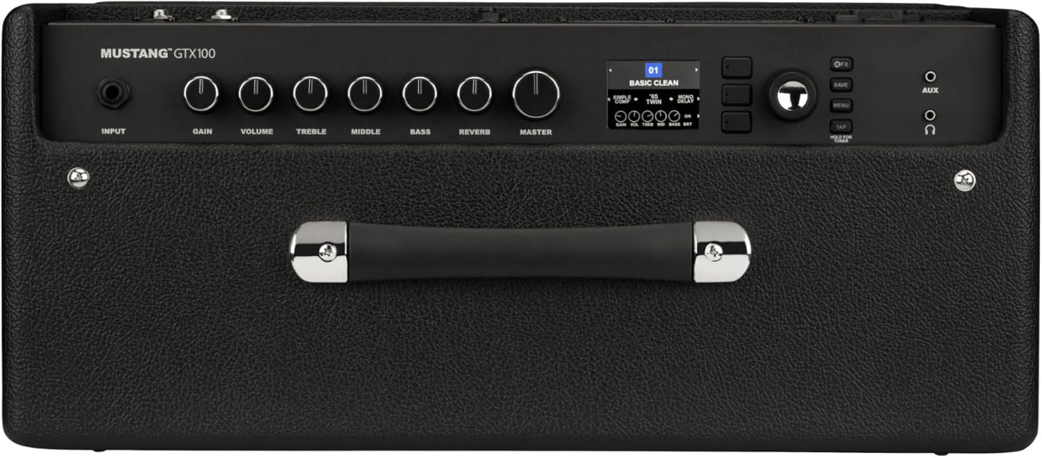 Fender Mustang GTX100 Guitar Amp and 7 Button Footswitch, 100 Watts, with 2-Year Warranty Integrated Looper, Bluetooth Audio Streaming for Play Along, 24.5Dx21.05Wx13.05H Inches, Black