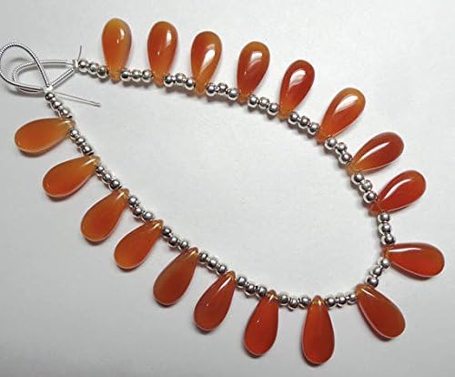 9 Matched Pairs, 15x7 MM Long aprx.,CARNELIAN ORANGE Chalcedony Smooth Pear Briolettes