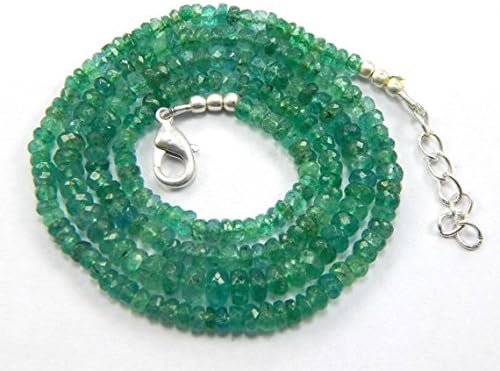 Natural Untreated Micro Faceted Emerald Bead Necklace 20.5'' 3-5 mm