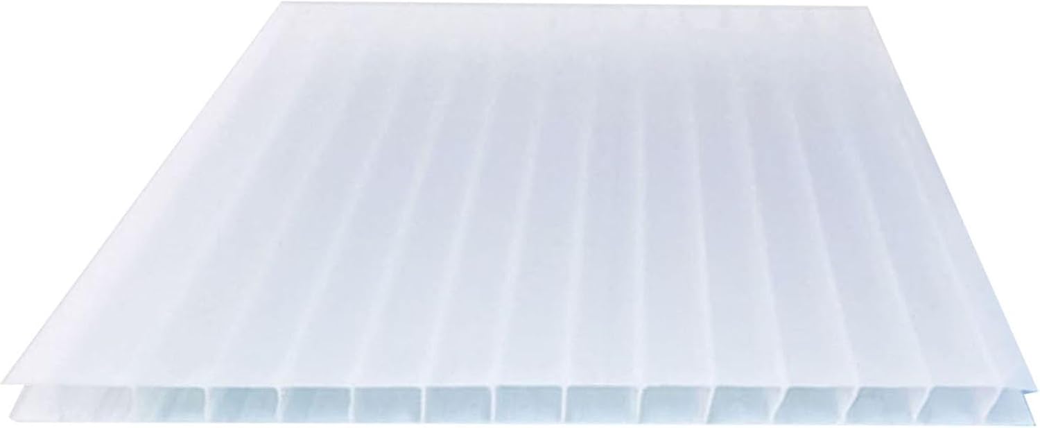 12 Pieces Double Wall Polycarbonate Greenhouse Panels Clear Insulation Daylighting Sheet, for Outdoor Garden Pergola, Easy to Bend Cut(White,1.05X1m-8mm)
