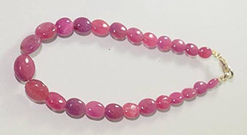 Natural Pink Sapphire Ruby 6x5-10x8.5 MM Smooth Plain Nuggets Shape 8 Inch Bracelate