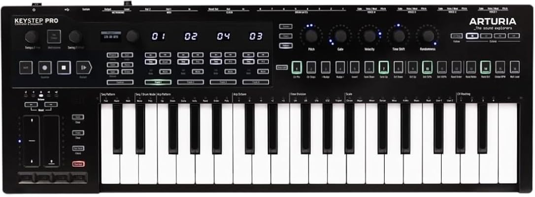 ARTURIA MIDI Keyboard Controller with KeyStep Pro Sequencer Function, USB CV/GATE Connection, Chroma Chroma