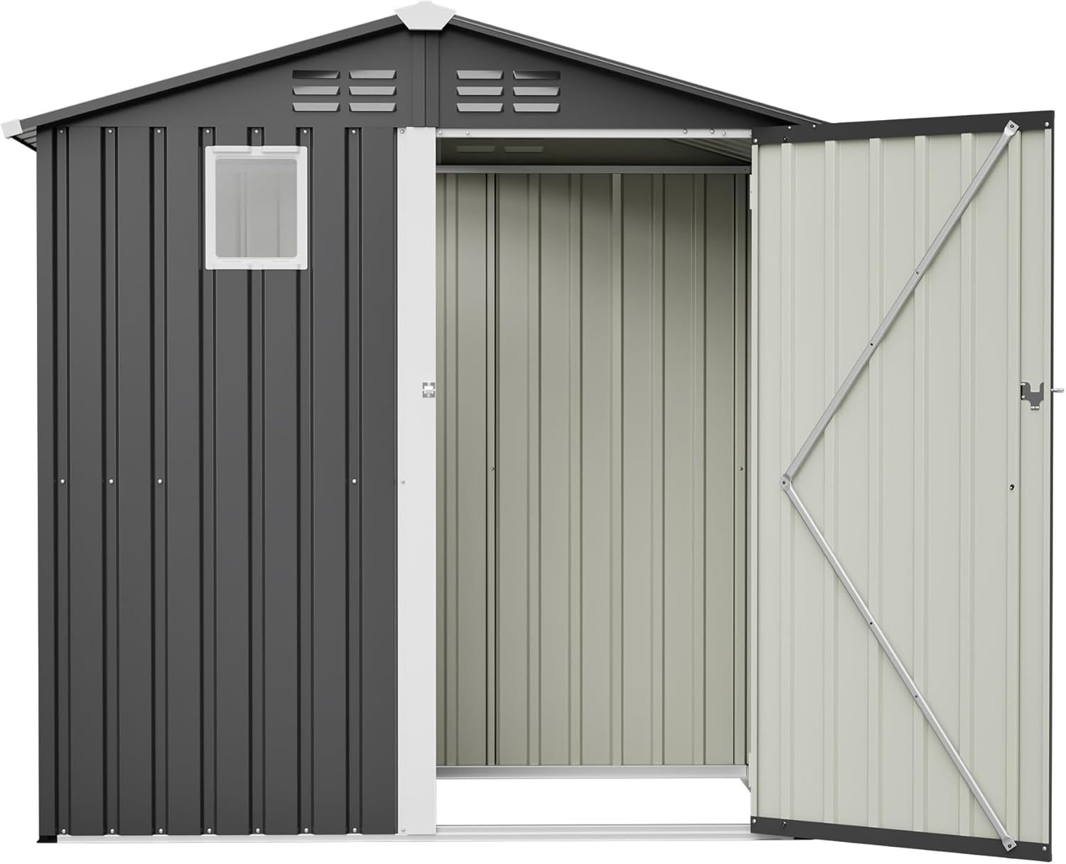 6FT x 4FT, Storage Shed，Tool Shed ，Metal ， with Window， Lockable Door，Backyard Garden Patio Lawn ，Outdoor，House,
